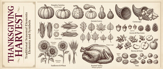 Explore the beauty of engraved elements in a premium Thanksgiving harvest collection celebrating seasonal abundance