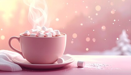 Minimalist illustration of steaming coffee. Generative AI