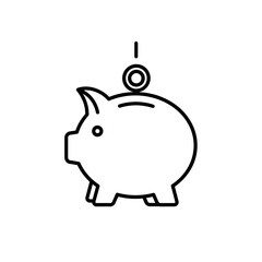 Obraz premium Simple Piggy Bank Coin Drop Illustration for Financial Savings Concept