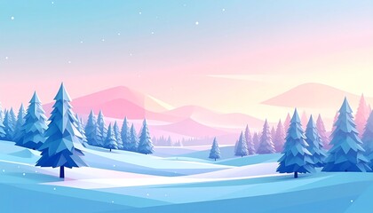 Abstract winter landscape with geometric shapes. Generative AI