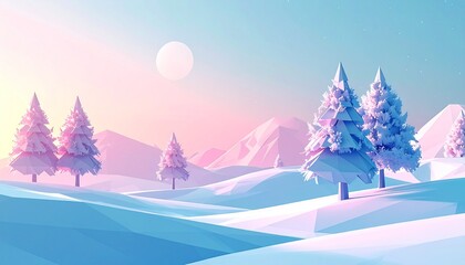 Abstract winter landscape with geometric shapes. Generative AI