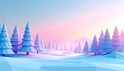 Abstract winter landscape with geometric shapes. Generative AI