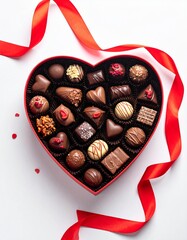 A heart-shaped box of premium chocolates. Generative AI