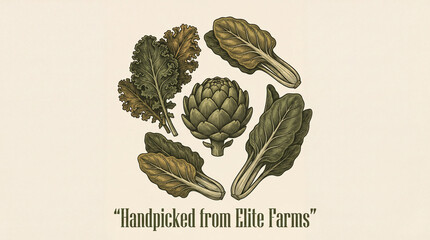 Intricately engraved collection showcasing vibrant handpicked vegetables from a unique farm experience