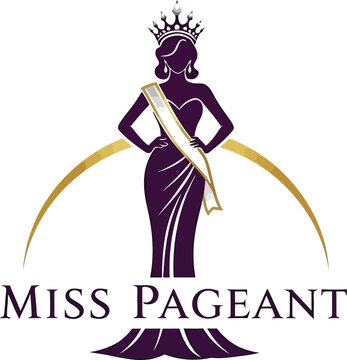 Elegant silhouette of a beauty queen with a tiara and sash design