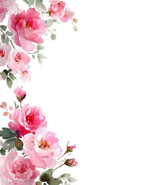 Elegant, chic watercolor composed of pink and white roses