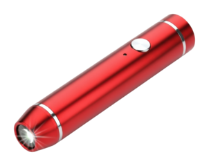 Bright red flashlight for adventures portable tool nighttime isolated on transparent background