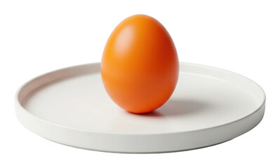 Cooking technique orange egg on white plate culinary minimalist isolated on transparent background