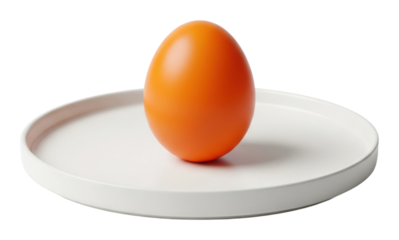 Cooking technique orange egg on white plate culinary minimalist isolated on transparent background