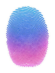 Fingerprint patterns digital abstract style vibrant colors isolated on transparent background