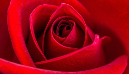 Close-Up Red Rose Spiral Petals Highlighting Natural Symmetry, Vibrant Color, and Floral Beauty
