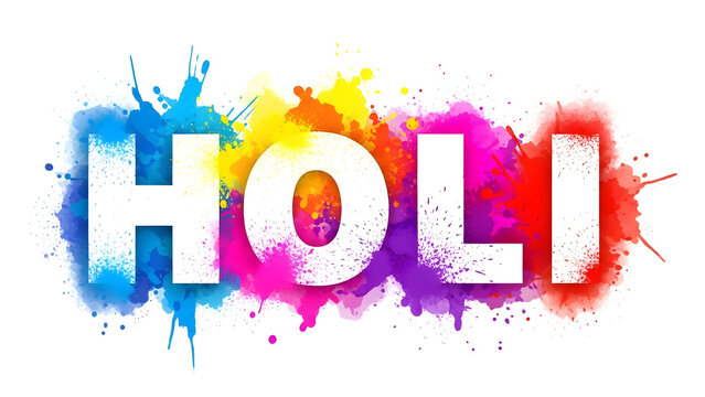 Vibrant holi festival logo with colorful paint splatters
