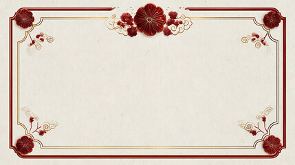 Luxury chinese background with red floral frame festive oriental background design elegant border decoration and empty copy space for greeting card invitation banner