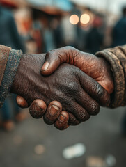 Black History Month image of unity expressed through Black handshake