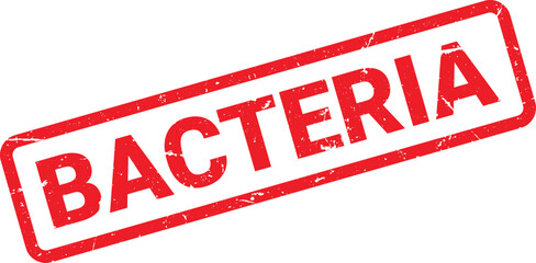 Red Bacteria Rubber Stamp Impression on White Background Scientific Microbiology Concept