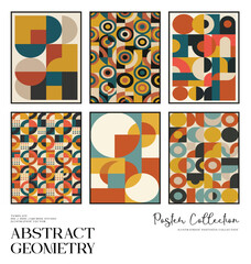 Modern Abstract Geometry Illustration Collection With Repeating Patterns and Retro Colors