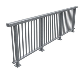 Installing a modern railing construction site side view isolated on transparent background