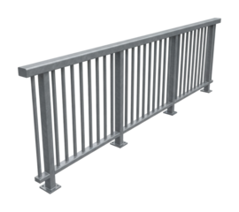 Installing a modern railing construction site side view isolated on transparent background