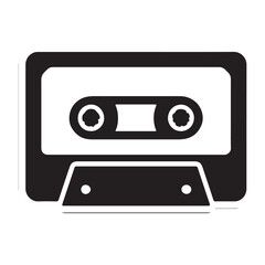 Obraz premium Isolated audio cassette tape vector illustration featuring a vintage black plastic record object for retro music and sound media technology on white