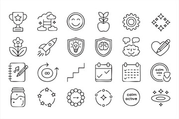 Fototapeta premium Motivation and Goal Achievement Icons for Personal Development Graphics