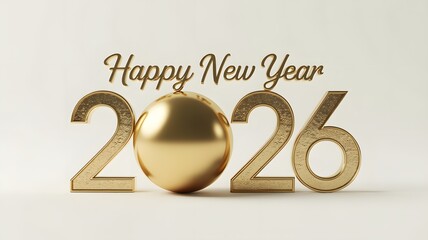 Happy New Year 2026 Golden Ball Celebration Greeting Card