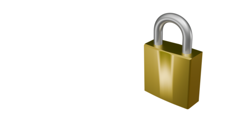Padlock golden with chrome silver top in a transparent background