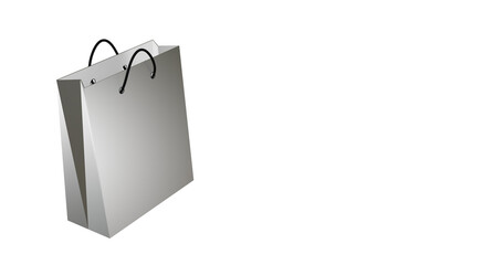 Paper shopping bag left side with copy space isolated on transparent background