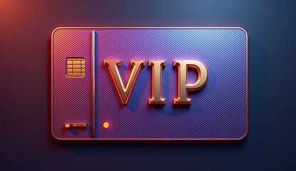 futuristic VIP card with neon glow and luxury aesthetic