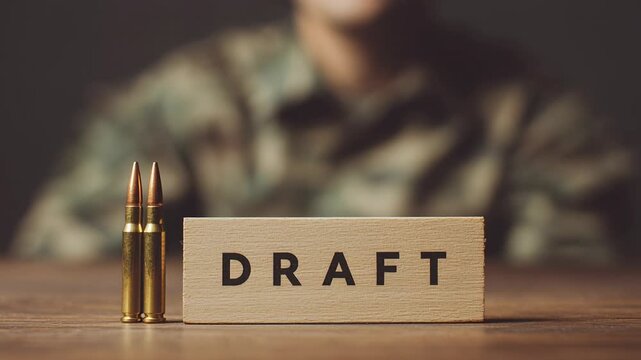 4k video of a soldier consultation for draft. Concept of war and conscripts.