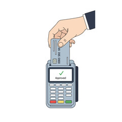 Hand swiping credit card on pos machine