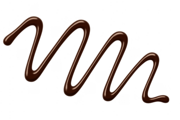 Dark melted chocolate sauce drizzling on transparent background
