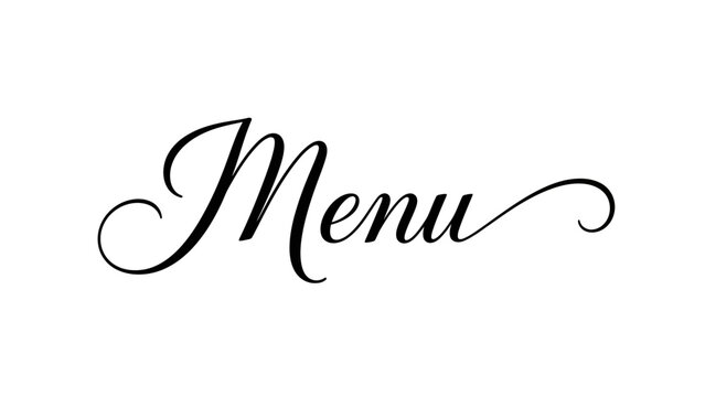 Elegant menu calligraphy on white background for restaurants and catering services