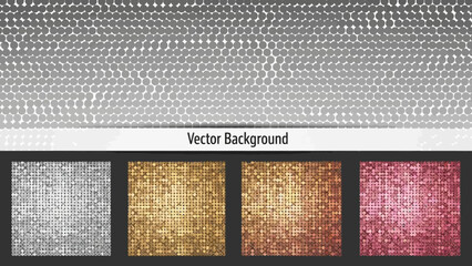 Sparkling sequin textures collection of gray, gold, bronze, and pink colors