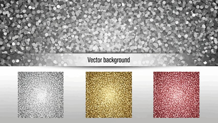 Luxurious vector background featuring glitter textures in silver gold and rose gold