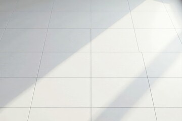Clean white square tile floor, geometric pattern, tile flooring, background, white tiles