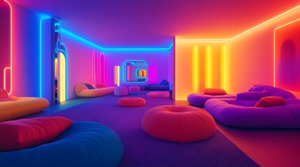 Neon lit relaxation room