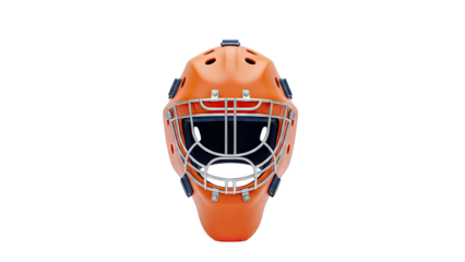 Orange Hockey Goalie Mask Isolated on White