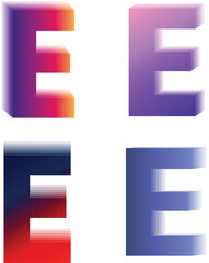 Abstract letter E logo set. Soft gradient geometric initials for modern branding. Minimal alphabet icons for digital identity design.