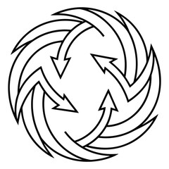 Obraz premium Nature cycle represented by flowing arrows, an abstract visualization of renewal, seasons, and continuous change.