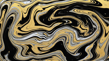 Black yellow gray swirling marble pattern