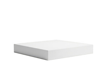 Fototapeta premium A stark white cube rests on a dark surface with a deep black background