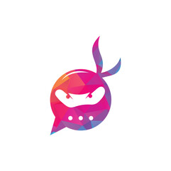 Ninja Chat Logo Design Template. Ninja talk logo design icon.