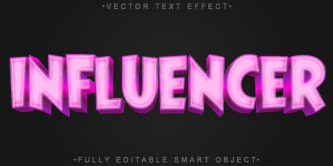 Influencer Social Media Vector Fully Editable Smart Object Text Effect