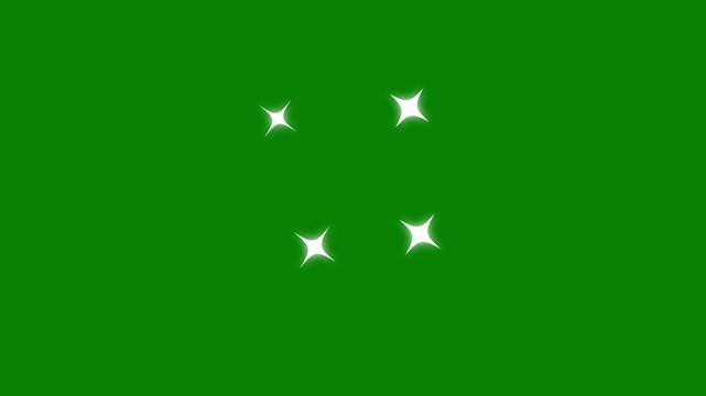 Twinkling stars animation, white cartoon, flat, vector, doodles style stars blinking, The sparkling effects or magical appearance 4k animation. shining twinkle STAR effect on green screen background.