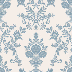 Damask modern seamless pattern element. Vintage classical old fashioned damask ornament, seamless texture for wallpapers, textile.