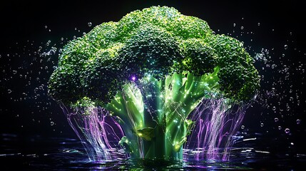 Vibrant broccoli in motion