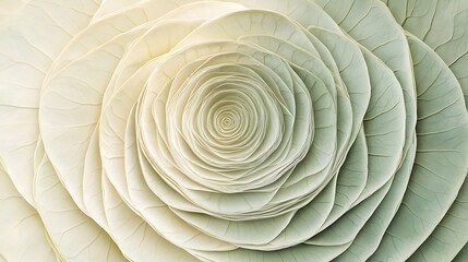 Spiral of white rose petals