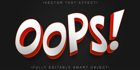 Comic Cartoon Oops Vector Fully Editable Smart Object Text Effect