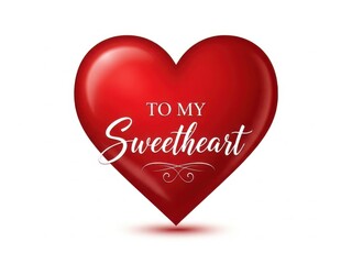 Red heart with message isolated on white background