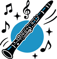 Clarinet Music Notes Woodwind Instrument Vector Art